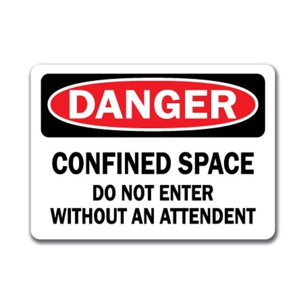 Signmission Safety Sign, 14 in Height, Plastic, Confined Space w/out Attendent DS-Confined Space w/out Attendent - main
